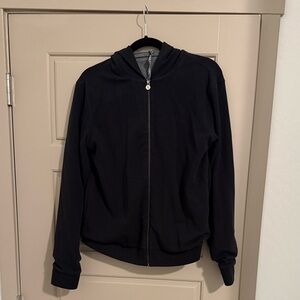 Vuori Black Waffle Zip Up Hoodie Jacket